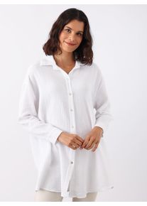 Zwillingsherz Damen Shirtbluse ""Rebecca"", weiß, modisch, unifarben, Obermaterial: 100% Baumwolle, Blusen, mit Knopfleiste