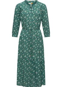 Ragwear Damen Maxikleid "Meve", grün, feminin, Gr. L, Obermaterial: 100% Viskose, Kleider, Leichtes Langarmkleid mit Blumenmuster