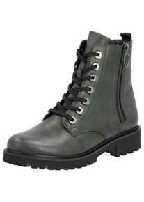 Remonte Damen Schnürstiefelette, Gr. 41, grün, Leder, klassisch, Schuhe, Blockabsatz, Stiefelette, Schnürboots, Flats im Used Look