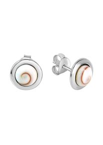 ZEEme Damen Paar Ohrstecker "Silber 925 rhodiniert mit weißer Muschel", ONE-SIZE, Silber 925 (Sterlingsilber), weiß, Silber 925 (Sterlingsilber),
