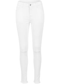 Urban Classics Damen Stoffhose "Urban Classics Damen Ladies Cut Knee Pants", weiß, Gr. 27, unifarben, 98% Baumwolle, 2% Elasthan, Hosen