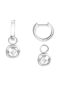 ZEEme Damen Paar Creolen "Silber 925 rhodiniert mit Zirkonia weiß", ONE-SIZE, Silber 925 (Sterlingsilber), weiß, Silber 925 (Sterlingsilber), Ohrringe