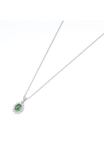 Smart Jewel Damen Kette mit Anhänger "farbiger Stein und Zirkonia Steine, Silber 925", 45cm, Silber 925 (Sterlingsilber), grün, Silber 925
