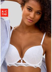 Lascana Damen Push-up-BH "Marla", Gr. 75, weiß, Spitze, Obermaterial: 51% Polyamid, 44% Polyester, 5% Elasthan, modisch, BHs, mit integrierten Kissen