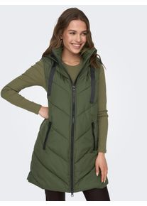 Jacqueline de Yong JDY Damen Steppweste "JDYSKYLAR LIFE HOOD WAISTCOAT OTW NOOS", grün, modisch, Gr. M, unifarben mit Farbeinsatz, Steppware, Obermaterial: 100%