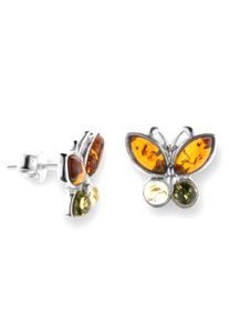 OSTSEE-SCHMUCK Damen Paar Ohrstecker "OSTSEE-SCHMUCK Ohrstecker Schmetterling Ohrstecker Schmetterling", 13 x 15mm, Silber 925 (Sterlingsilber),