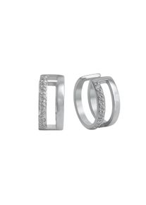 Vivance Damen Paar Creolen "925-Sterling Silber rhodiniert Zirkonia", ONE-SIZE, Silber 925 (Sterlingsilber), weiß, Silber 925 (Sterlingsilber),