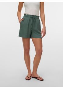 Véro Moda VERO MODA Damen Shorts "VMMYMILO HW PAPERBAG SHORTS WVN GA", grün, modisch, Gr. S, unifarben, Web, Obermaterial: 55% Viskose, 45% Leinen, Hosen, mit