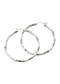 ZEEme Damen Paar Creolen "925 Silber mattiert diamantiert", ONE-SIZE, Silber 925 (Sterlingsilber), weiß, Silber 925 (Sterlingsilber), Ohrringe