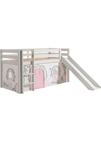 Hochbett Vipack, B:218cm H:114cm L:210cm, weiß, Jugendzimmer, Hochbetten, "Pino, Spielbett massiv Kiefer, stabil gebaut, 3 Korpusfarben zur Wahl",