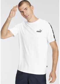Puma Herren T-Shirt "ESS+ TAPE TEE", weiß, sportlich, Gr. XL, bedruckt, Jersey, Obermaterial: 100% Baumwolle, Shirts