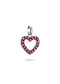 Thomas Sabo Damen Charm Herz "Charm Herz - Connect, CC1237-051-14, CC1237-414-14, CC1237-639-10", bunt, Silber 925, recycelt, Charms, mit Rubin
