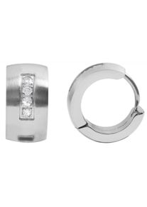 Adelia´s ADELIA ́S Damen Paar Creolen "Neuheit 2025 - Damen Creolen aus Edelstahl und Strass Ø 10 mm", Damen, Edelstahl, weiß, Edelstahl, Ohrringe