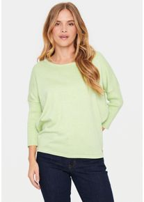 Saint Tropez Damen Rundhalspullover "A2561, MilaSZ R-Neck", grün, modisch, Gr. S, meliert, Feinstrick, Obermaterial: 80% Viskose, 20% Polyacryl,