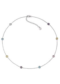 ZEEme Damen Collierkettchen "925 Silber rhodiniert mit Zirkonia bunt", 42cm, Silber 925 (Sterlingsilber), L: 42cm B: 7.0mm, weiß, Silber 925