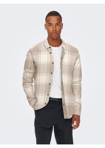 Only & Sons ONLY & SONS Herren Karohemd "ONSGUDMUND LS CHECKED SHIRT NOOS", weiß, modisch, Gr. S, kariert, Web, Flanell, Obermaterial: 100% Baumwolle, Hemden