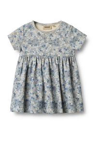Wheat Mädchen Jerseykleid "Wheat Kleid Jersey S/S Nova"blau summer flowers, Gr. 62, 100% Bio-Baumwolle, Kleider