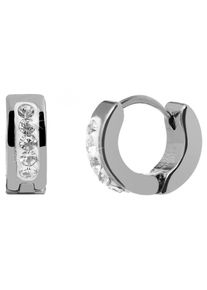 Adelia´s ADELIA ́S Damen Paar Creolen "Neuheit 2025 - Damen Creolen aus Edelstahl und Strass Ø 7 mm", Damen, Edelstahl, weiß, Edelstahl, Ohrringe