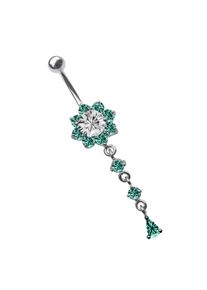 Adelia´s ADELIA ́S Damen Bauchnabelpiercing "Piercing Bauchnabelpiercing", grün, Titan, Piercings, Blume mit Hänger und Steinen