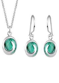 Elli Damen Schmuckset "Oval mit Malachit Edelstein in Grün 925 Silber", OneSize,mit Stein, grün, Silber 925 (Sterlingsilber), Schmuck-Sets