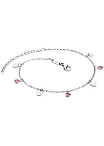 JULIE JULSEN Damen Fußkette "Edelstahl rhodiniert", 22 + 5cm, Edelstahl, weiß, Edelstahl, Fußkettchen