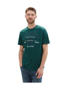 Tom Tailor Herren T-Shirt, grün, casual, Gr. XXXL, Single Jersey, Obermaterial: 100% Baumwolle, Shirts, mit großem Logofrontprint