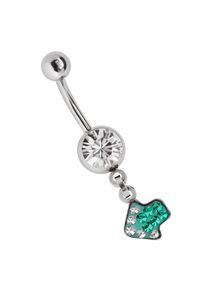 Adelia´s ADELIA ́S Damen Bauchnabelpiercing "Piercing Bauchnabelpiercing", grün, Chirurgiestahl, Piercings, Banane mit 8 mm Zirkoniakugel in klar