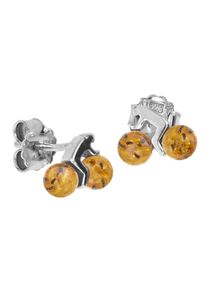 OSTSEE-SCHMUCK Damen Paar Ohrstecker "OSTSEE-SCHMUCK Ohrstecker Fahrrad Ohrstecker Fahrrad", 9 x 7mm, Silber 925 (Sterlingsilber), weiß, Silber 925