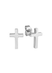 Vivance Damen Paar Ohrstecker "Edelstahl Motiv Kreuz", weiß, Edelstahl, Ohrringe