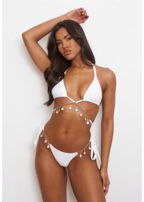 MODA MINX Damen Triangel-Bikini-Top "Iris Droplet", weiß, feminin, Gr. XL, unifarben, 82% Polyamid, 18% Elasthan, Bikini-Oberteile, mit funkelnden