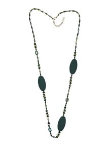 Damen Lange Kette "Agatha", grün, Basic, Collezione Alessandro, PTFE-Kunststoff, Halsketten, mit ovalen facettierten Elementen