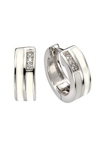 Vivance Damen Paar Creolen "925/- Sterling Silber Zirkonia", ONE-SIZE, Silber 925 (Sterlingsilber), weiß, Silber 925 (Sterlingsilber), Ohrringe