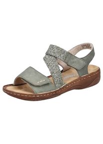 Rieker Damen Sandale, Gr. 38, grün, Nubuklederimitat, Bast, klassisch, Schuhe, Sommerschuh, Riemchensandale, Sandalette mit Klettverschlüsse