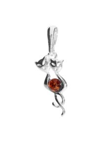OSTSEE-SCHMUCK Damen Ketten-Anhänger "OSTSEE-SCHMUCK Anhänger Katze Anhänger Katze", 27 x 10mm, Silber 925 (Sterlingsilber), 1.2 g, weiß, Silber 925
