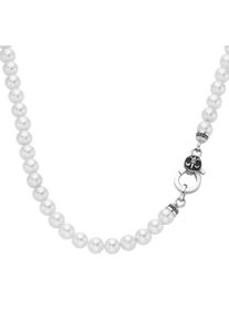 Damen Perlenkette "mit weißen Muschelkern-Perlen, Silber 925", 50cm, Silber 925 (Sterlingsilber), weiß, Giorgio Martello MILANO, Silber 925