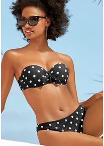 Lascana Damen Bügel-Bandeau-Bikini-Top "Powder", schwarz-weiß, Gr. 36, gepunktet, strukturiert, Polyamid, Bikini-Oberteile, aus Piqué-Strukturware