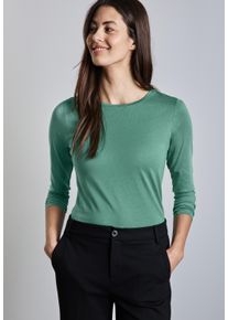 Street One Damen Langarmshirt, grün, casual, Gr. 46, unifarben, Web, 100% Baumwolle, Shirts, aus reiner Baumwolle