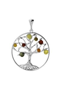 OSTSEE-SCHMUCK Damen Ketten-Anhänger "OSTSEE-SCHMUCK Anhänger Lebensbaum 35 mm", 47 x 35mm, Silber 925 (Sterlingsilber), 5.4 g, weiß, Silber 925