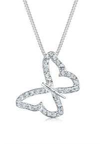 Elli Damen Collierkettchen "Anhänger Schmetterling mit Kristalle", 45,mit Steinen, Silber 925 (Sterlingsilber), L: 45cm, weiß, Silber 925