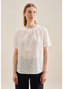 Seidensticker Damen Shirtbluse "Schwarze Rose", weiß, Gr. 36, unifarben, 96% Baumwolle 4% Polyester, Blusen, Kurzarm Rundhals Stickerei
