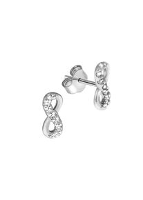 Vivance Damen Paar Ohrstecker "925/- Sterling Silber rhodiniert Infinity Zirkonia", ONE-SIZE, Silber 925 (Sterlingsilber), weiß, Silber 925
