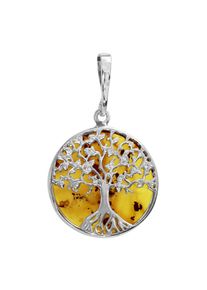 OSTSEE-SCHMUCK Damen Ketten-Anhänger "OSTSEE-SCHMUCK Anhänger Lebensbaum 21 mm", 34 x 21mm, Silber 925 (Sterlingsilber), 3.1 g, weiß, Silber 925