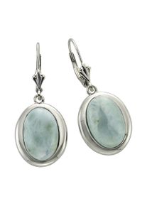 ZEEme Damen Paar Ohrhänger "Silber 925 rhodiniert mit echtem Larimar 14x10mm", ONE-SIZE, Silber 925 (Sterlingsilber), weiß, Silber 925