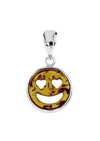 OSTSEE-SCHMUCK Damen Ketten-Anhänger "OSTSEE-SCHMUCK Anhänger Smiley Anhänger Smiley", 28 x 16mm, Silber 925 (Sterlingsilber), 2,3 g, weiß, Silber