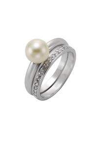 ZEEme Damen Fingerring "925 Sterling Silber Perle Zirkonia weiß", 054 (17,2), Silber 925 (Sterlingsilber), weiß, Silber 925 (Sterlingsilber),