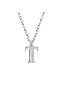 Diamonds by Ellen K. Damen Kette mit Anhänger "Silber 925 mit 1x Diamant 0,008ct. Buchstabe T", 45 + 3cm, 0,008 ct, Silber 925 (Sterlingsilber), L: 48cm B: 12.0mm, weiß,