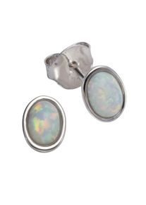 Vivance Damen Paar Ohrstecker "925/- Sterling Silber synth. Opal", ONE-SIZE, Silber 925 (Sterlingsilber), weiß, Silber 925 (Sterlingsilber), Ohrringe