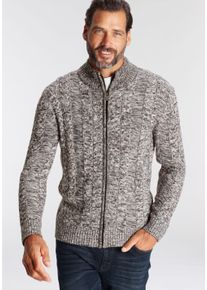 MAN'S WORLD MAN'S WORLD Herren Strickjacke "Bis Größe 5 XL", weiß, casual, Gr. XXXL, Zopfmuster, Strick, Obermaterial: 50% Baumwolle, 50% Polyacryl,