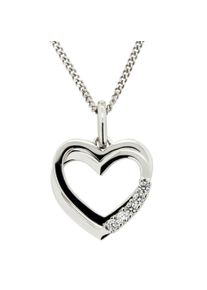 OROLINO Damen Kette mit Anhänger "Gold 585 Herz-Anhänger mit 5 Brillanten zus. 0,10ct.", 42/45cm, 0,10 ct, Gold, L: 45cm B: 15.0mm, weiß, Gold,