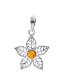 OSTSEE-SCHMUCK Damen Ketten-Anhänger "OSTSEE-SCHMUCK Anhänger Blüte Anhänger Blüte", 27 x 18mm, Silber 925 (Sterlingsilber), 1.5 g, weiß, Silber 925